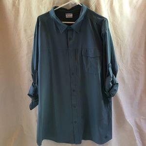 Blue Button Up Fishing Shirt